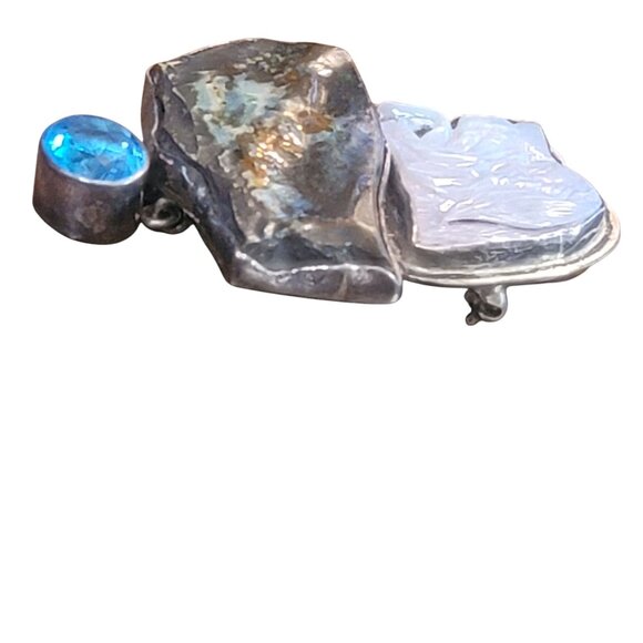 Amy Kahn Russell Opal Labradorite Topaz Dog Brooch Gemstone Pendant Sterling - Picture 7 of 10
